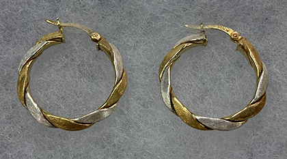 Image for Rousseau Sterling Silver Two Tone Hoop Earrings