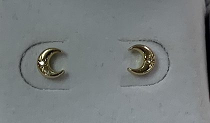 Image for Yellow Gold Mini Moon Diamond Stud Earrings