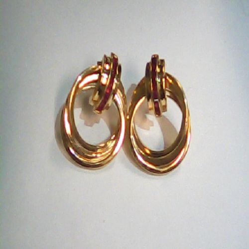 10K Yellow Gold Ruby Stud Earings