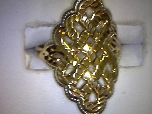 14K Yellow Gold Ladies Diamond Cut Ring